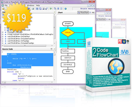 Click to view Code To FlowChart Converter 1.6 screenshot